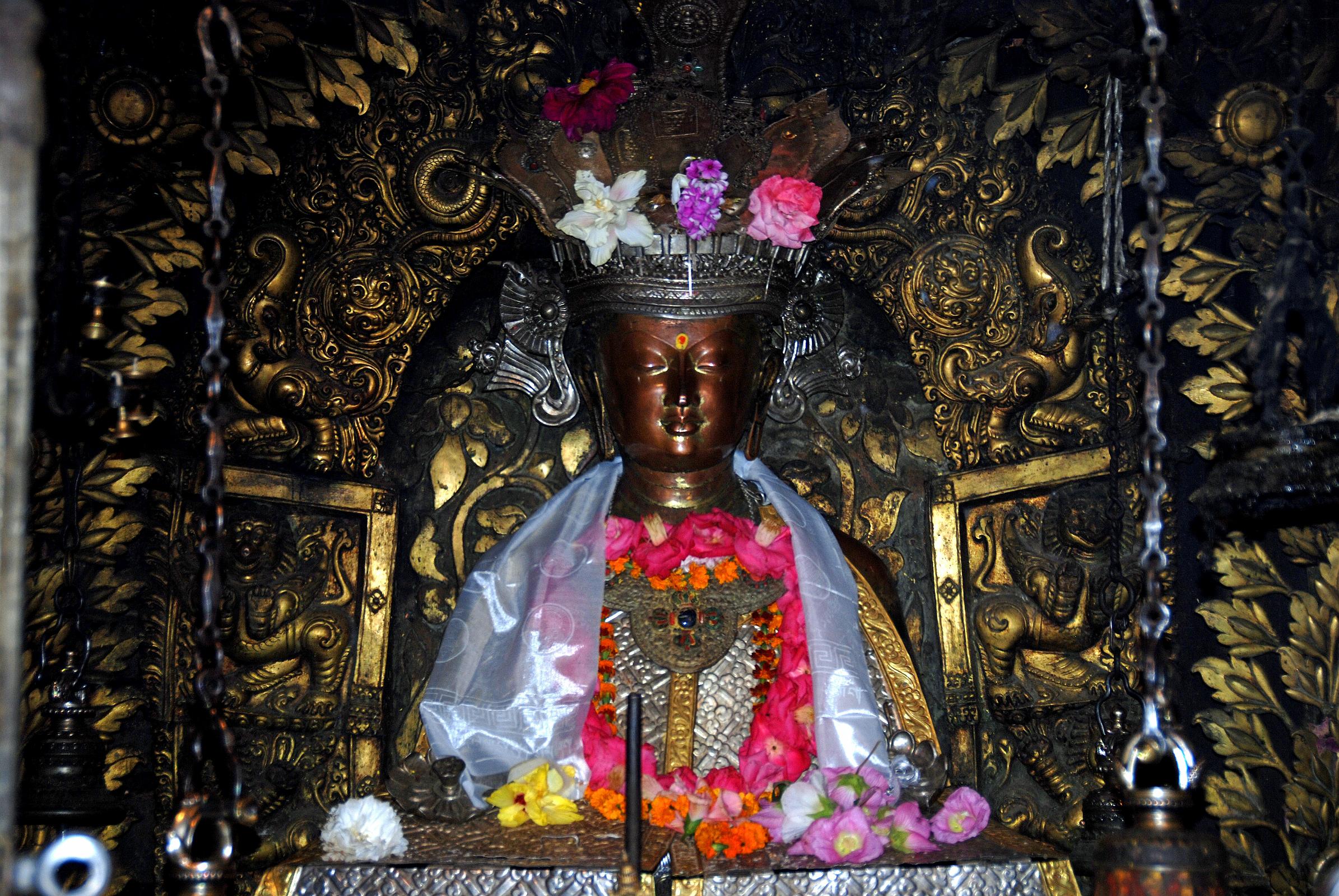 Kathmandu Patan Golden Temple 25 Shakyamuni Buddha In Main Temple Close Up 2010 